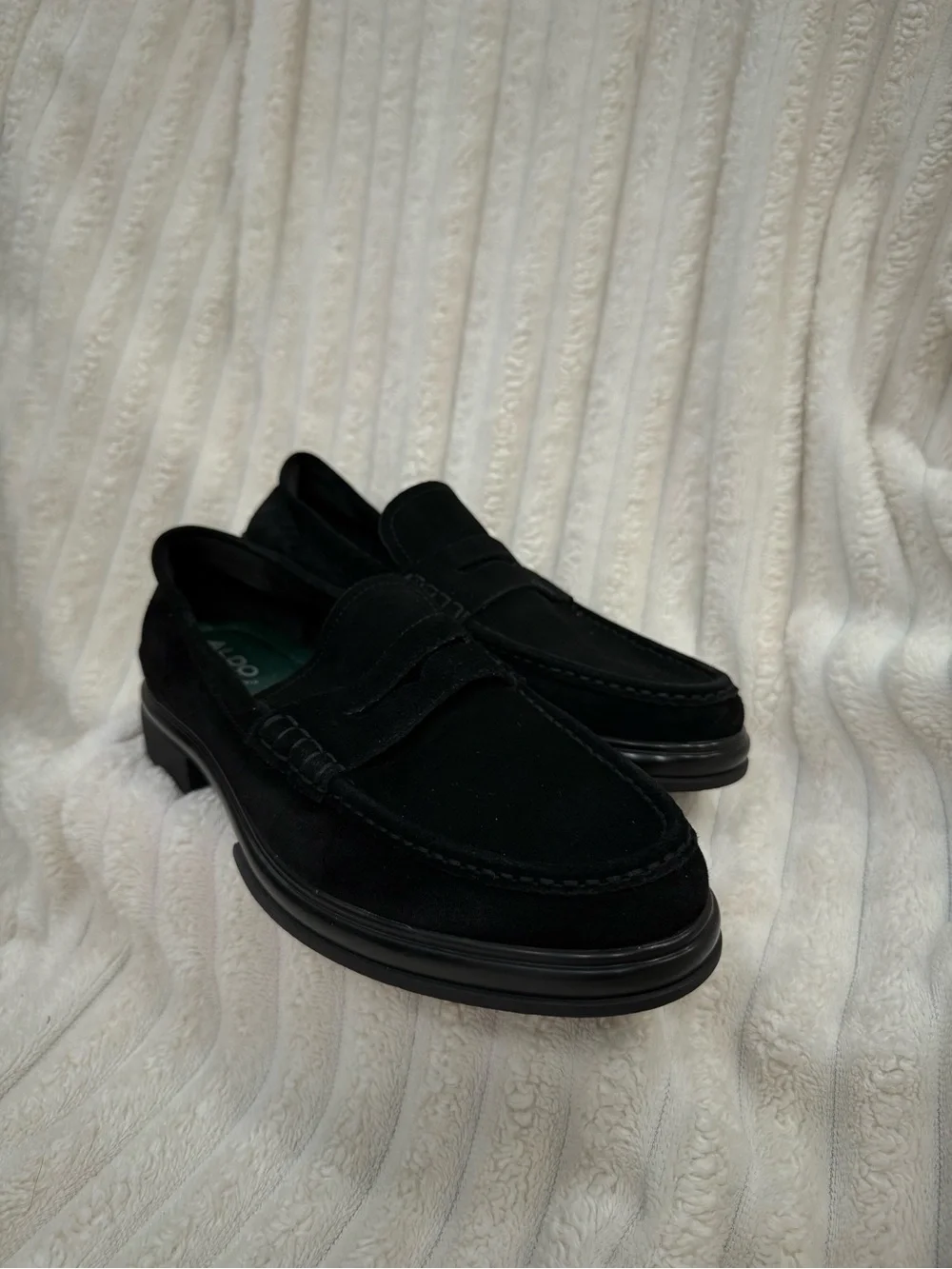 Aldo Black Suede Penny Loafers for Men